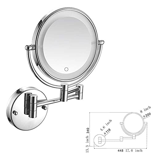 Miroir de maquillage mural argenté avec bras extensible chic