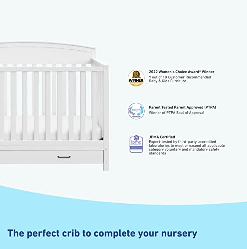 Graco Benton 5-in-1 Convertible Crib with Drawer (White) - Converts from Baby Crib to Toddler Bed, Daybed and Full-Size Bed, Fits Standard Full-Size Crib Mattress, Adjustable Mattress Support Base