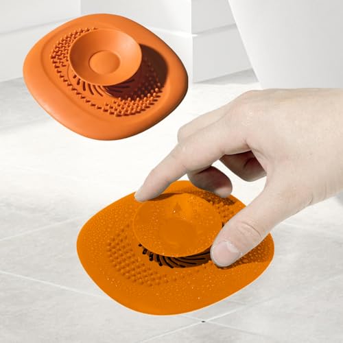 Protector de desagüe de silicona para ducha y cocina Naranja