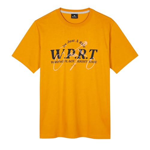 PS Paul Smith Men's 'W.P.R.T.' Cotton T-Shirt, Ochre