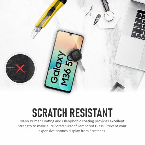 Image of SupCares Tempered Glass for Samsung Galaxy M36, F36, A16, A16, M16 and Galaxy A26 (6.7 Inch) With Installation Kit | Military-Grade Gorilla Screen Protector | Edge to Edge Coverage | Black