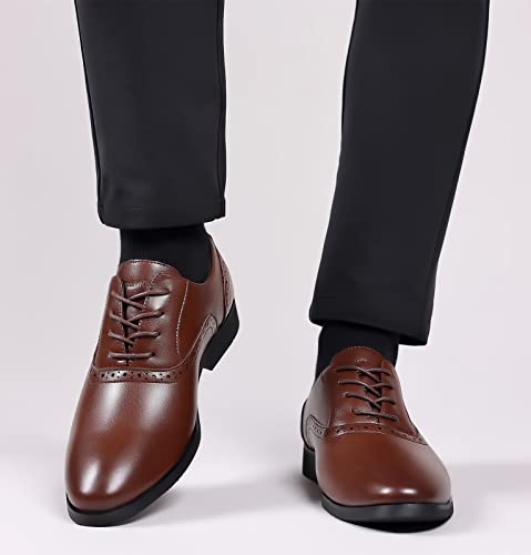 DADAWEN Men's Leather Lined Dress Shoes Formal Business Shoes Classic Lace-up Oxfords2