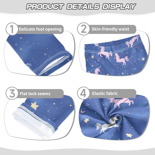 Cartoon Unicorns Girls' Leggings Toddler Doodles Flying Sky Kids Yoga Pants Dance Active Tights 4T3