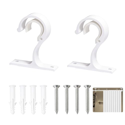Lot de 2 Support Tringle Rideaux Plafond Mur, Fixation Tringle Rideau Robuste en Alliage Aluminium de 20 à 28 mm avec Vis Accessoires Rideaux Support Barre...