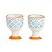 Nicola Spring Coquetiers en Porcelaine - à Motif Bleu/Orange - Lot de 2