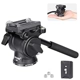 Testa Video ARTCISE, Testa Fluida per Treppiede VH03 Pan Tilt con Piastra a Rilascio Rapido per Arca Swiss, Supporta Rotazione a 360° e Inclinazione di 145°, per Videocamera DSLR. Carico Massimo 15kg