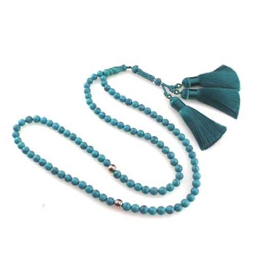  beirunde Tasbih Tesbih 99 perline islamiche per preghiera, Misbaha Masbaha Tasbeeh Sibha, Rosario Allah Mohammed Ramadan, Islam musulmano Subha Sebha - perline in pietra turchese fatte a mano, Pietra,
