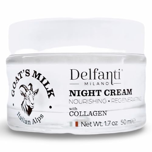 Delfanti-Milano • GOAT'S MILK with COLLAGEN Nourishing and Regenerating NIGHT CREAM • Face and Neck Moisturizer • Made in Italy
