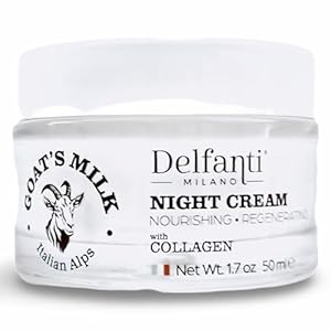 Delfanti-Milano • GOAT’S MILK with COLLAGEN Nourishing and Regenerating NIGHT CREAM • Face and Neck Moisturizer • Made in Italy