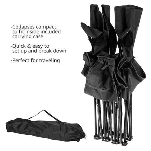 Trademark Innovations Double Folding Camp and Beach Chair with Removable Umbrella and Cooler, Black - Image 3