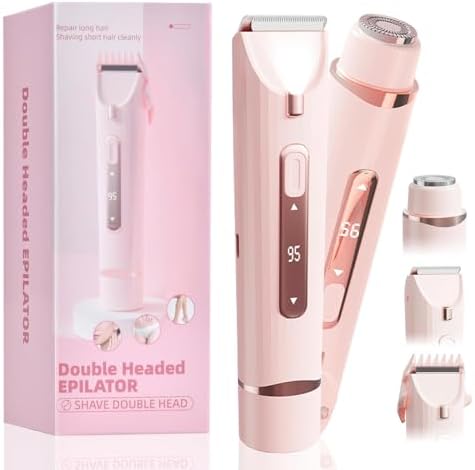 2-in-1 Bikini Trimmer for Women, Rechargeable Electric Shaver, Body Hair Trimmer with Dual Head Design, Waterproof Electric Razors, Low Noise, Gentle on Sensitive Skin for Bikini, Face, Underarm, Legs image 5