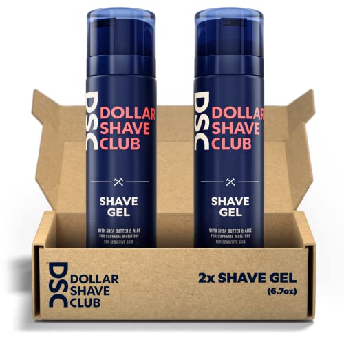Dollar Shave Club | Shave Gel 2-Pack | Formulated With Shea Butter And Aloe, Helping Prevent Shave Irritation, Provides Long Lasting Lubrication During Shaving, Safe For Sensitive Skin, Blue #TOP15
