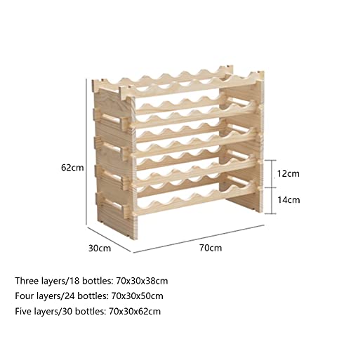 Soporte para botellas de vino de madera sólida 5 niveles 70x30x62 cm miniatura 7