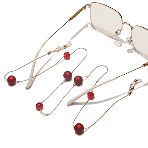 MVNOIRE Fashion Chain Red Frosted Beads Handmade Glasses Anti-lost