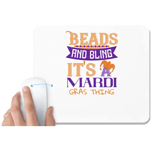 UDNAG White Mousepad 'Mardi Gras | Beads and Bling, It's a Mardi Gras Thing' for Computer/PC/Laptop [230 x 200 x 5mm]