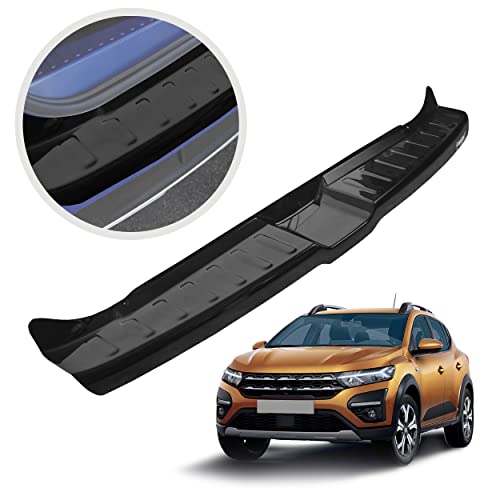 CHROMEMASTER| Protection de Pare-Chocs arrière | Compatible avec Dacia Sandero/Sandero Stepway 3 2021- | Plastique ABS, Noir lustré | Protection de seuil de Coffre pour protéger Votre des Rayures Cover