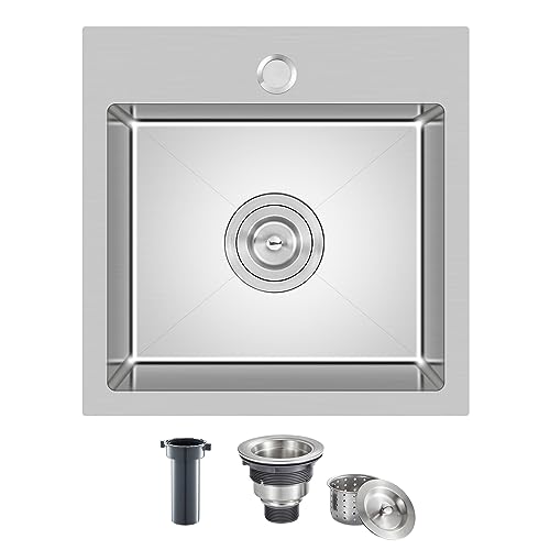 TSIBOMU Évier encastré 18"x18", acier inox 304 brossé