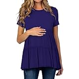 Umstandsmode Damen Langarm Umstandsshirt Elegant Stillshirt Umstandstops Schwangerschafts Oberteil Bequem Schwanger T-Shirt Entbindlichkeit Kleidung Mode Kurzarm Stillen