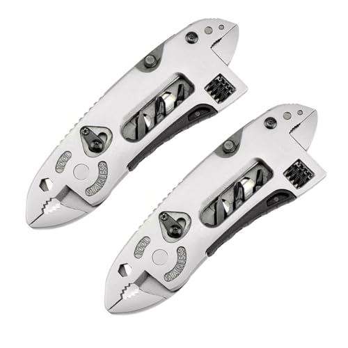 SEWACC Juego de 2 Alicates Multiusos de Bolsillo Acero Inoxidable Llave Multiusos para Exteriores Herramienta Compacta y Ligera Adecuado para Camping y Senderismo