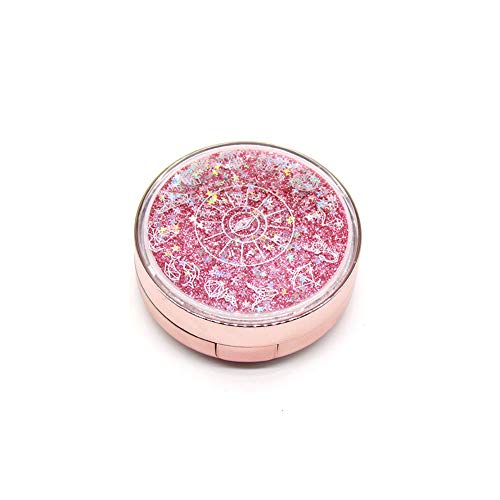 Cute Fashion Contact Lens Case, Color Sparkles Contact Lens Care Vision Care Nobleness Contact Lens Cases Kit with Mirror, Tweezers, Stick Connection, Keep Contact Lens from Drying (Pink)