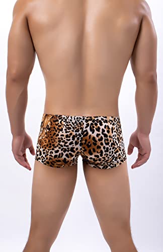 Panegy Mens Leopard Boxer Short Sexy Low Rise Thongs G-String Elastic Waist Underwear3