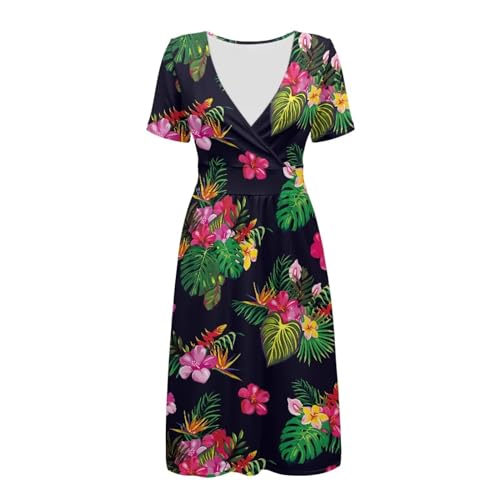 Image of Women's Summer Formal Dresses Short Sleeve Wrap V Neck Dresses Bridesmaid Wedding Guest Dress with Pockets