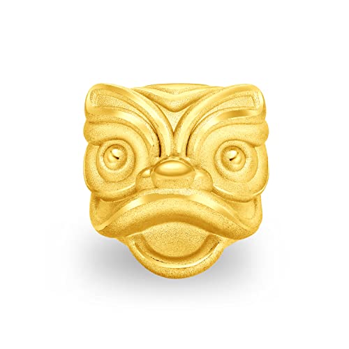 CHOW TAI FOOK 999 Pure 24k Gold Handsome Dancing Lion Head Beads Charm - Main Image