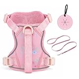 Petmolico No Pull Cute Dog Harness for Small Dogs, with Two Leash Clips and Soft Handle, Reflective Easy Walk Dog Harness- Light Pink,Small