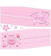 30 Pairs Lip Masks & Eye Masks,Cherry Blossom Gel Crystal Collagen Under Eye Patches,Effectively ...