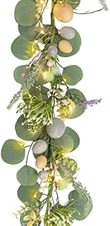 Art Beauty Easter Spring Garland Decoration with LED Lights and Timer for Spring Door Window Mantle Table Decor (NOT Pre-Strung)