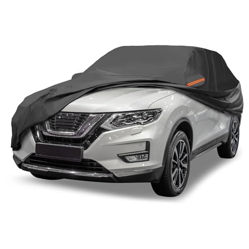 Image of Black Heavy Duty Waterproof Car Cover for SUV 182 inch-190 inch - All-Weather UV Protected Outdoor Full Exterior Cover with Sun /Snow /Rain Resistance