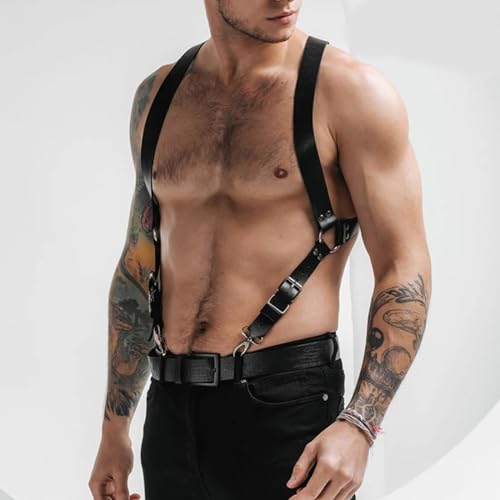 FLUTOY Harness Männer Leder,Hosenträger Herren Gay Unterwäsche Herren Sexy Unterwäsche für Mann Reizwäsche für sex Fetisch Festival Rave Outfit (K2)