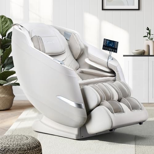Oikiture Electric 4D Massage Chair - Full Body SL Track Zero Gravity Heated Recliner Foot Roller Airbags Bluetooth Body Scan Home Beige