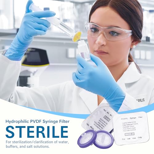 Image of Sterilized Syringe Filter PVDF 20 Pack, 0.22 um Pore Size, 25 mm Membrane Diameter, Hydrophilic Filtration Sterile Packed Individually
