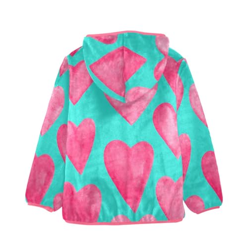 OTVEE Valentine Pink Heart Kids Hoodie Jacket Fall Spring Full Zip Warm Outwear Coat2