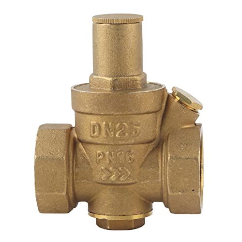 Regulador de Presión de Latón, DN25 Rosca de 1 Regulador de Presión de Agua Ajustable Reductor de Presión de Agua Válvula Reguladora Estructura de Pistón 1.6MPa 3.6 X 2.8 Pulgadas Cover