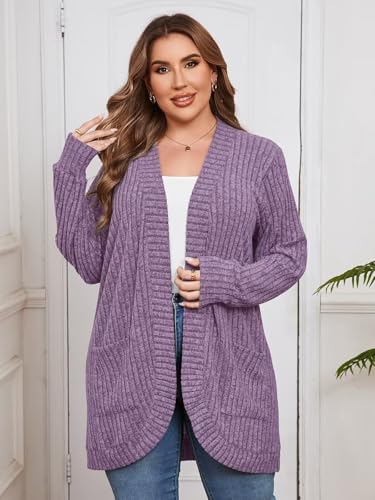 Image of BELAROI Women Plus Size Cardigan Sweater Fall Outfit