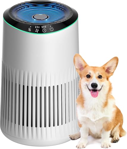 MERONTE Purificador de aire para dormitorio, hogar, purificador de aire alérgico para dormitorio, filtro HEPA, elimina el 99,97 % de polvo, polen y olores, hasta 20 m², purificador de aire, blanco