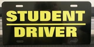 Student Driver Metal License Plate 6X12 Tag Permit New Driver Driving School Education Safety Car Truck Rat Rod Gasser Minivan Funny Novelty Garage Shop Sign Fits Ford Chevy Dodge Import