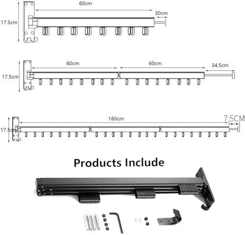 Pull Out Clothes Hanger Rail Rack - Clothes Airer - Clothes Drying Rack Wall Mounted with Space Saver Hangers Design Universal Folding Retractable for Balcony Patio Mudr