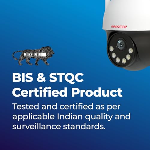Image of MANOMAY Protect Pro 3MP 4G SIM Security Camera [STQC Approved] 360 Outdoor Pan Tilt CCTV, Smart AI Human Auto Tracking, Color Night Vision, Two-Way Audio, IP66 Waterproof, Alexa, 256GB Memory Card
