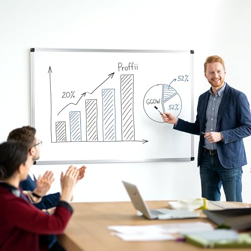 Simple Deluxe Magnetic White Board, 48" x 32" Dry Erase Board for wall with Reinforced Aluminum Frame, Wall Board for Office Classroom Home, Includes 1 Eraser, 2 Markers & 4 Magnets - Image 7