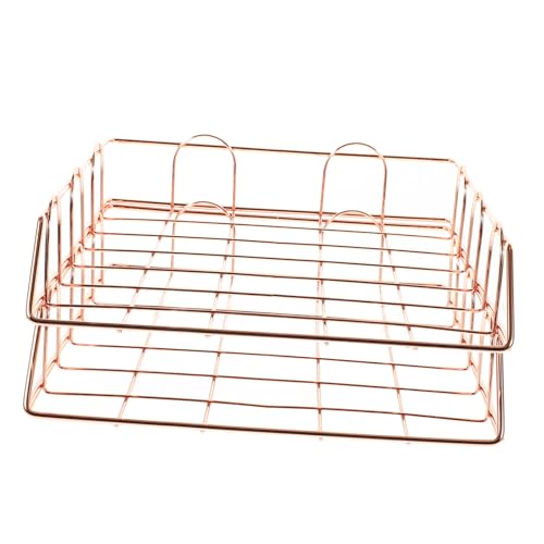 DOITOOL 2Pcs Metal File Holder Desk Organizer Stackable File Storage for Office Home Aesthetic Document Rack Efficient Organizer for Easy Access