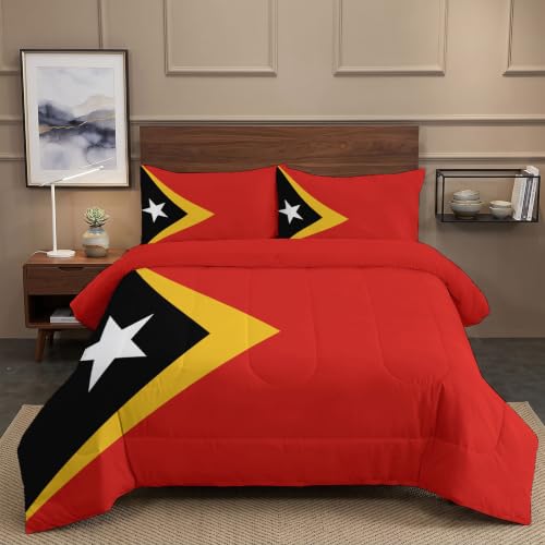 Image of Flag Democratic Republic Of East Timor Down Comforter Set Single Size,