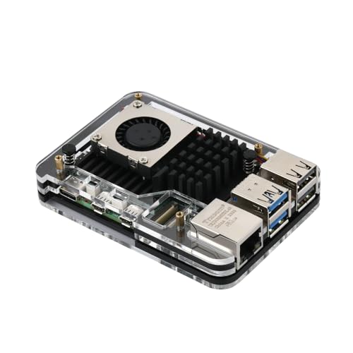 Raspberry Pi 5 �A�N�����P�[�X ABS �G�����[�W���V�F�� ��p�t�@���t�� RPI 5 �A�N�e�B�u�N�[���[�p (�u���b�N)