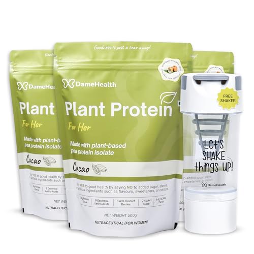 Image of Plant Protein for Women - Cacao Flavour | Pea Protein Powder | Digestive Blend, Antioxidant Berry Mix & Monk Fruit | Clean Plant Protein for Hormonal Health, Digestion & Energy | 1.5Kg, 60 Servings + Free Shaker