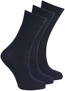 Bay 6 - Kids Plain Cotton Rich Short School Socks 3 Pack Blue 4-6