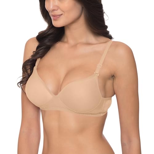 Image of Komli - Heavily Padded Push-Up Bra - Cotton Rich - Balconette - 3 /4th Coverage, Seamless, Wireless, Multiway Straps - T-Shirt Bra (Pack of 2)