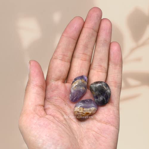 Image of Amethyst Chevron Crystal Healing Tumbled Stone, Natural Polished Crystals for DIY Crafts, Manifestation, Meditation, Pooja Feng Shui and Reiki Healing (30 Grams)