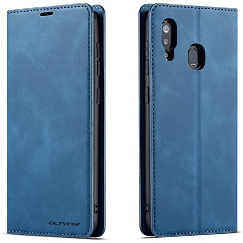 QLTYPRI Hülle für Samsung Galaxy A40 Premium Dünne Ledertasche Handyhülle mit Kartenfach Ständer Flip Schutzhülle Kompatibel mit Samsung Galaxy A40 - Blau